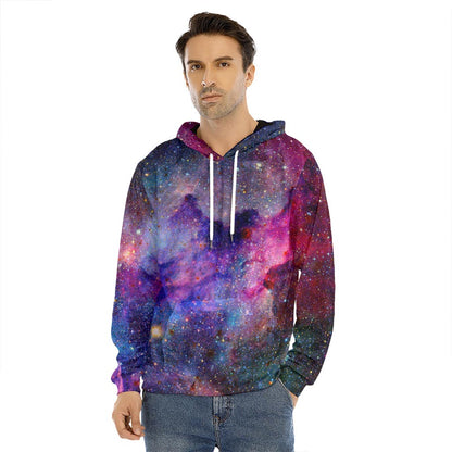 Colorful Nebula Galaxy Space Print Men's Velvet Pullover Hoodie
