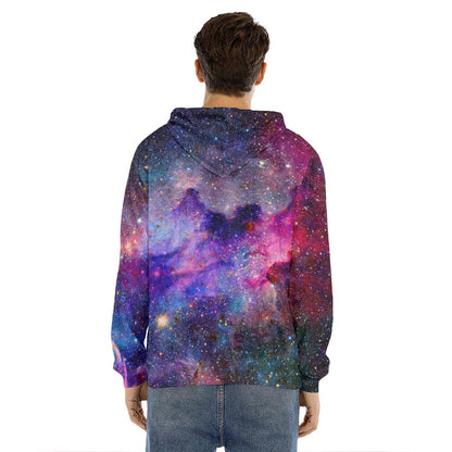Colorful Nebula Galaxy Space Print Men's Velvet Pullover Hoodie
