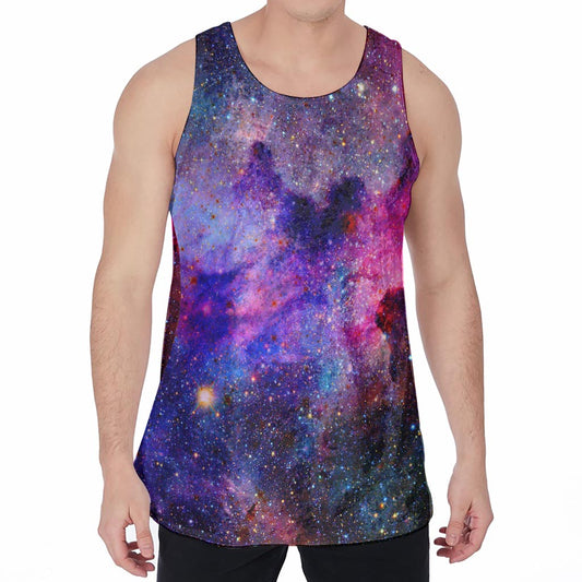 Colorful Nebula Galaxy Space Print Men's Velvet Tank Top
