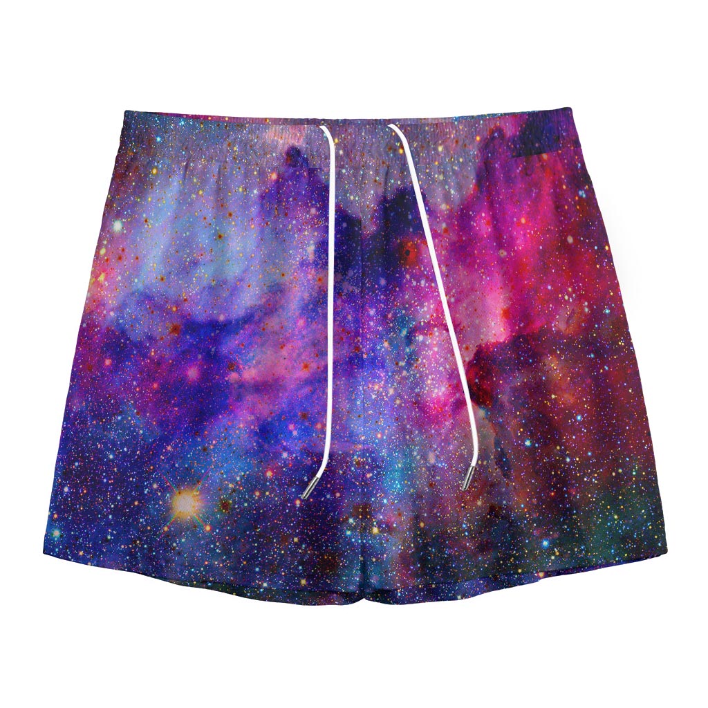 Colorful Nebula Galaxy Space Print Mesh Shorts
