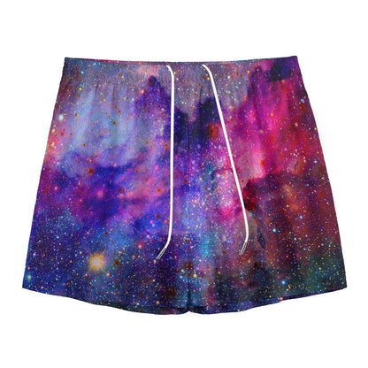 Colorful Nebula Galaxy Space Print Mesh Shorts