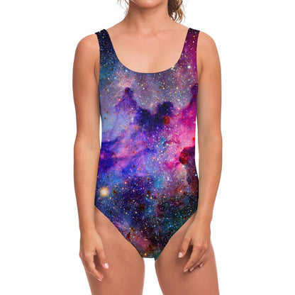 Colorful Nebula Galaxy Space Print One Piece Swimsuit