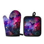 Colorful Nebula Galaxy Space Print Oven Mitt And Pot Holder Set