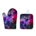 Colorful Nebula Galaxy Space Print Oven Mitt And Pot Holder Set