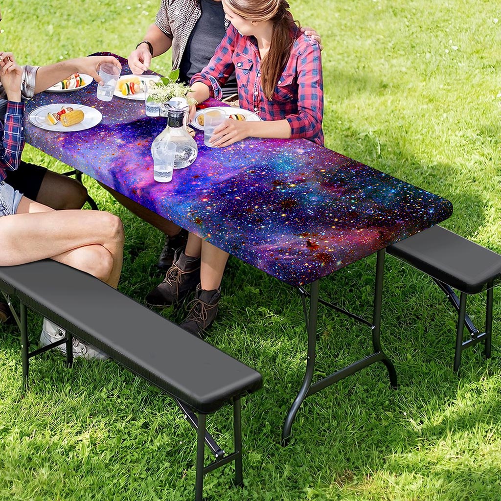 Colorful Nebula Galaxy Space Print Picnic Table Cover