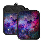 Colorful Nebula Galaxy Space Print Pot Holders With Pocket