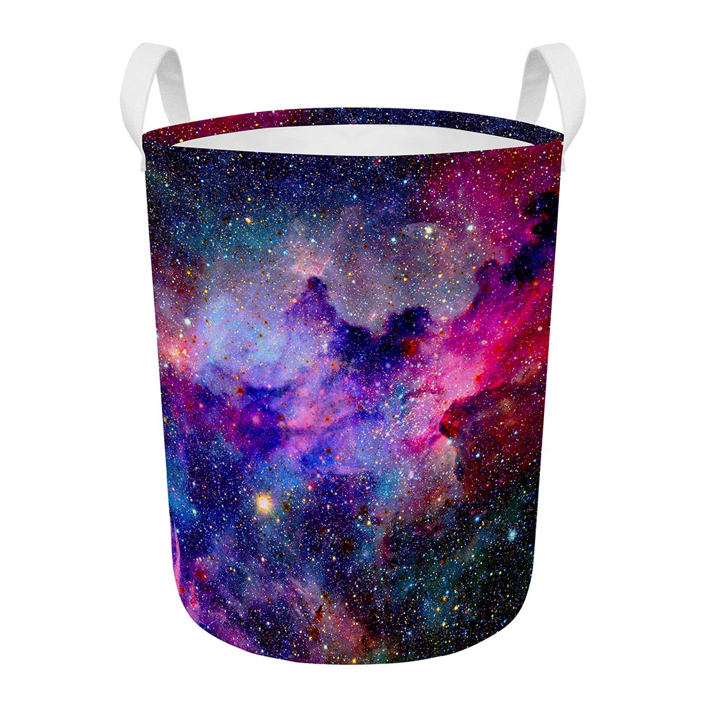 Colorful Nebula Galaxy Space Print Round Laundry Basket