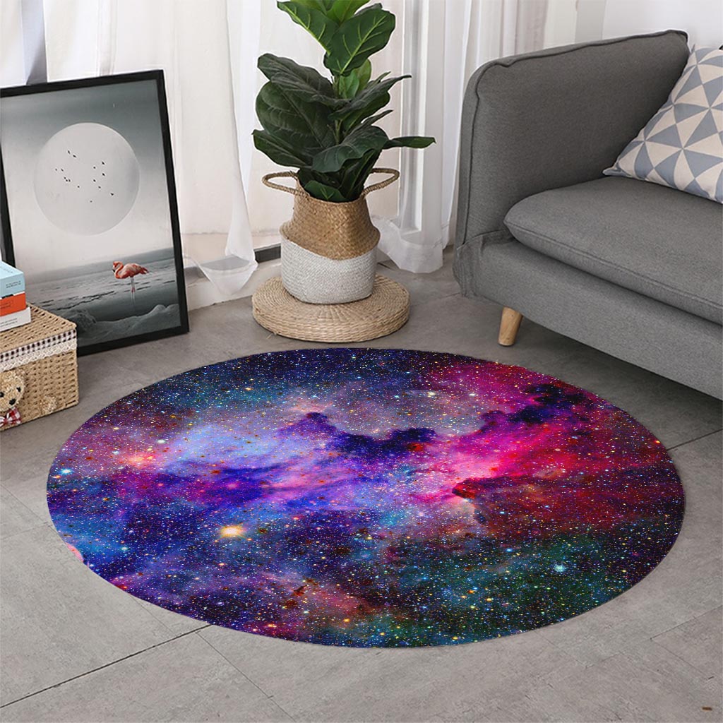 Colorful Nebula Galaxy Space Print Round Rug