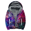 Colorful Nebula Galaxy Space Print Sherpa Lined Zip Up Hoodie