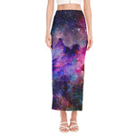 Colorful Nebula Galaxy Space Print Side Slit Maxi Skirt