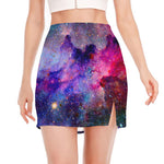 Colorful Nebula Galaxy Space Print Side Slit Mini Skirt