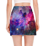 Colorful Nebula Galaxy Space Print Side Slit Mini Skirt