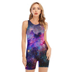 Colorful Nebula Galaxy Space Print Sleeveless One Piece Swimsuit
