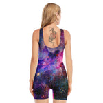 Colorful Nebula Galaxy Space Print Sleeveless One Piece Swimsuit