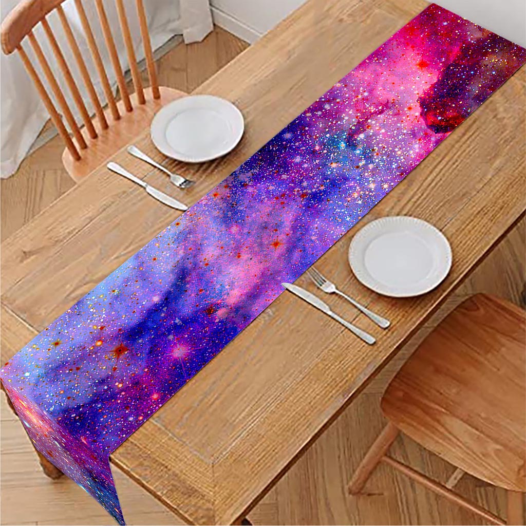 Colorful Nebula Galaxy Space Print Table Runner
