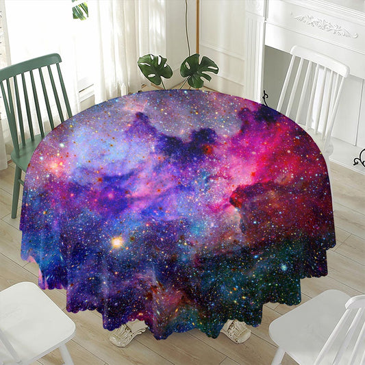 Colorful Nebula Galaxy Space Print Waterproof Round Tablecloth