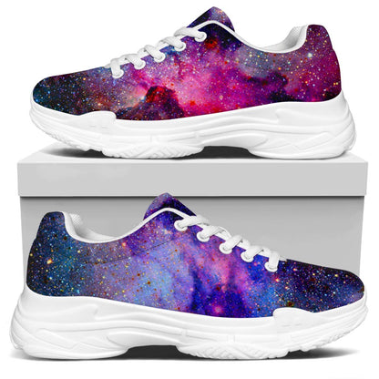 Colorful Nebula Galaxy Space Print White Chunky Shoes