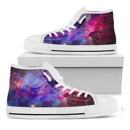 Colorful Nebula Galaxy Space Print White High Top Sneakers