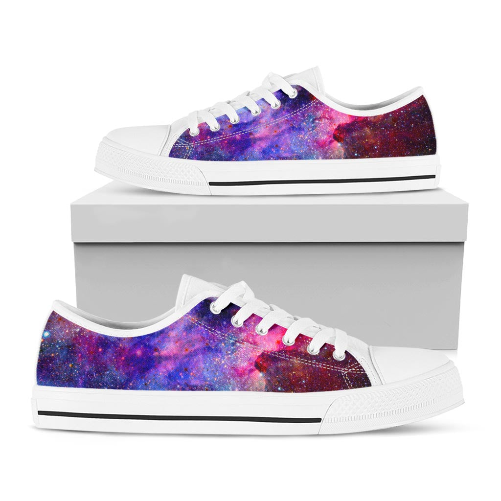 Colorful Nebula Galaxy Space Print White Low Top Sneakers