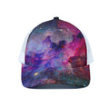 Colorful Nebula Galaxy Space Print White Mesh Trucker Hat