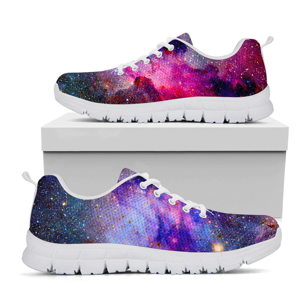 Colorful Nebula Galaxy Space Print White Running Shoes