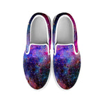 Colorful Nebula Galaxy Space Print White Slip On Sneakers