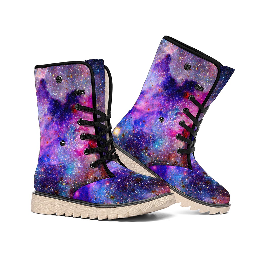 Colorful Nebula Galaxy Space Print Winter Boots