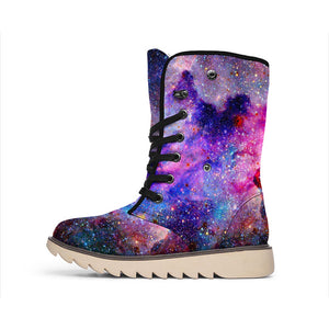 Colorful Nebula Galaxy Space Print Winter Boots