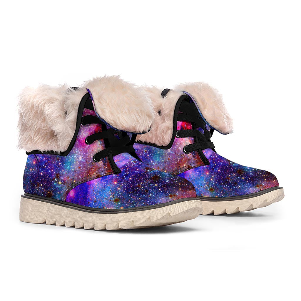 Colorful Nebula Galaxy Space Print Winter Boots