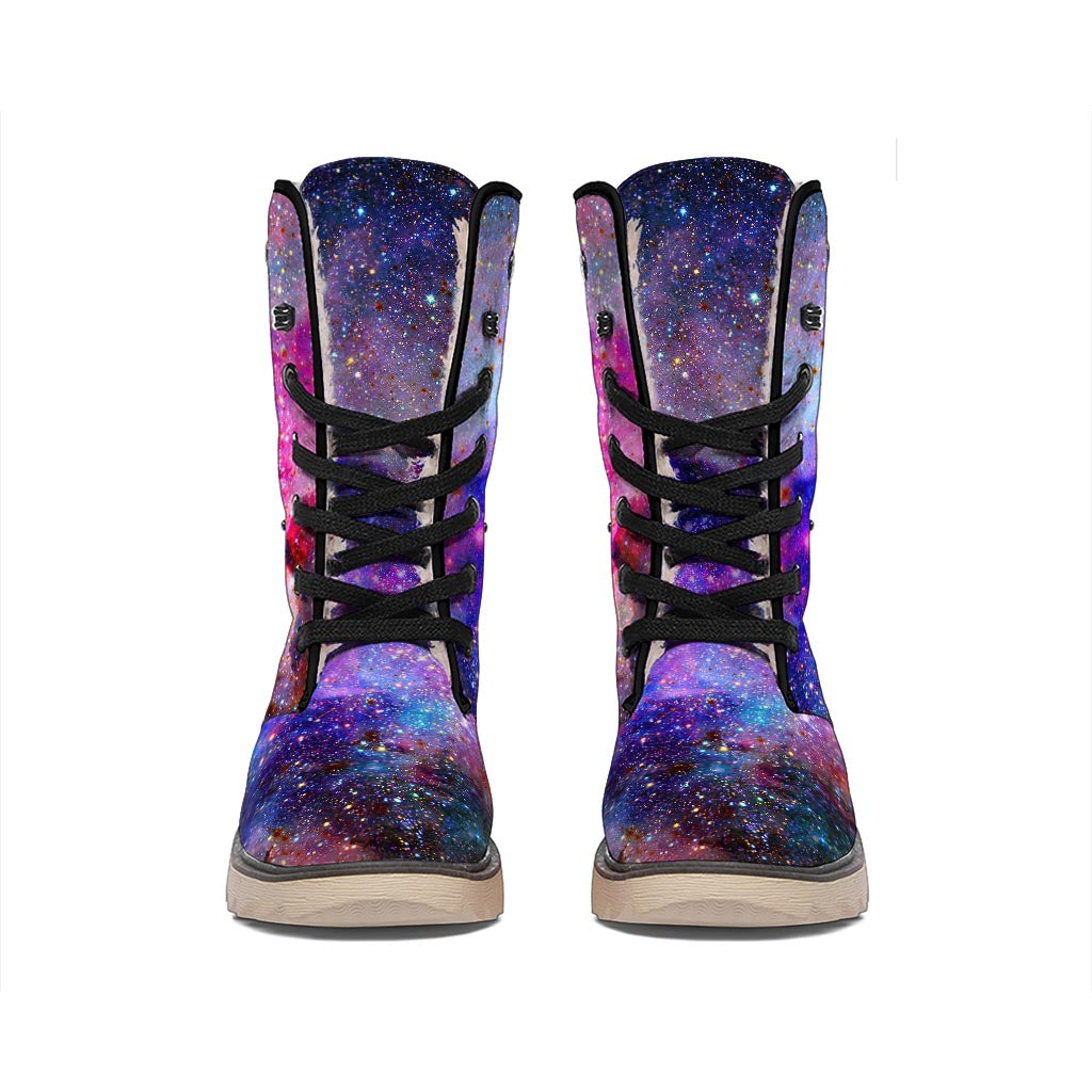 Colorful Nebula Galaxy Space Print Winter Boots