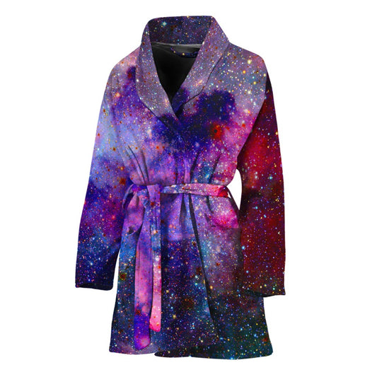 Colorful Nebula Galaxy Space Print Women's Bathrobe