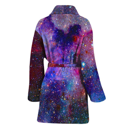 Colorful Nebula Galaxy Space Print Women's Bathrobe