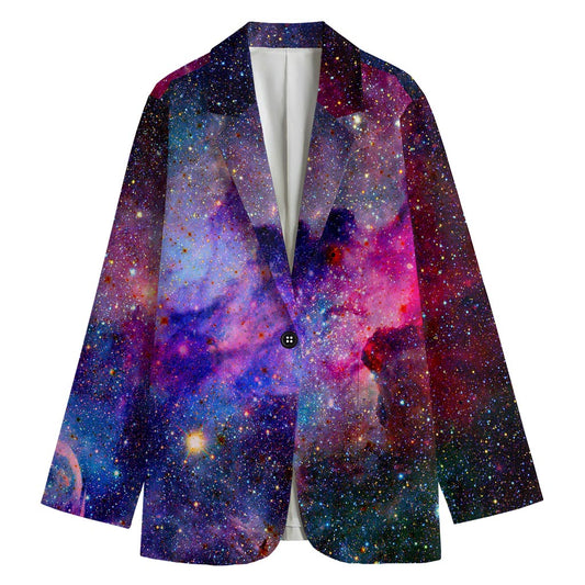 Colorful Nebula Galaxy Space Print Women's Blazer