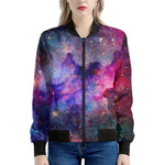 Colorful Nebula Galaxy Space Print Women's Bomber Jacket