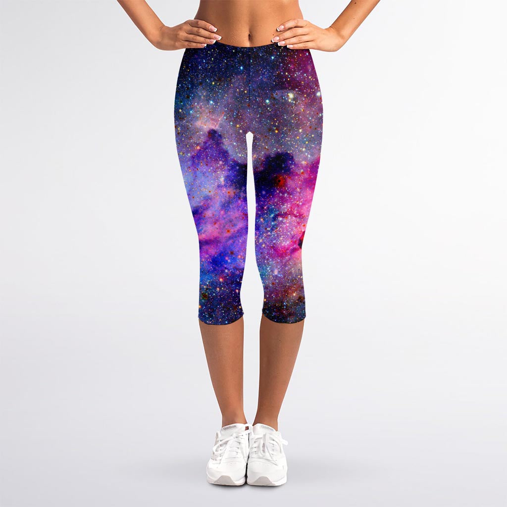 Colorful Nebula Galaxy Space Print Women's Capri Leggings