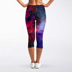 Colorful Nebula Galaxy Space Print Women's Capri Leggings