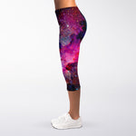 Colorful Nebula Galaxy Space Print Women's Capri Leggings