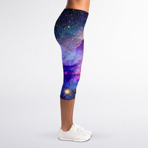 Colorful Nebula Galaxy Space Print Women's Capri Leggings