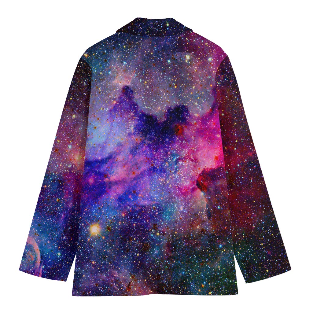 Colorful Nebula Galaxy Space Print Women's Cotton Blazer