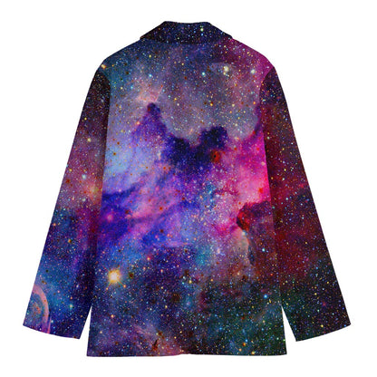 Colorful Nebula Galaxy Space Print Women's Cotton Blazer