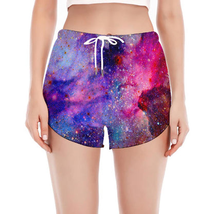 Colorful Nebula Galaxy Space Print Women's Split Running Shorts