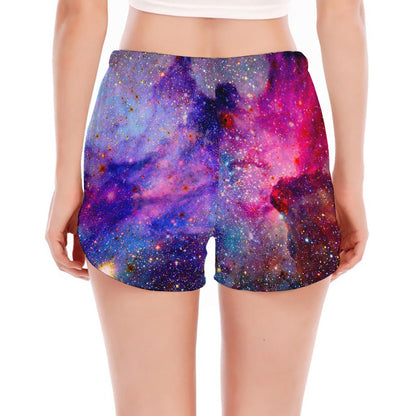 Colorful Nebula Galaxy Space Print Women's Split Running Shorts