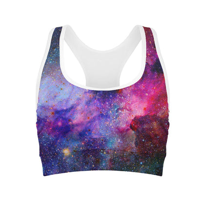 Colorful Nebula Galaxy Space Print Women's Sports Bra