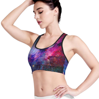 Colorful Nebula Galaxy Space Print Women's Sports Bra