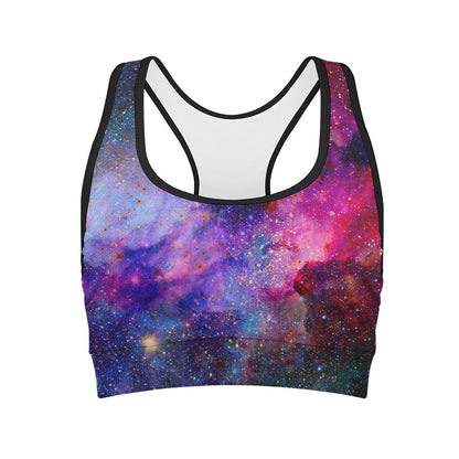 Colorful Nebula Galaxy Space Print Women's Sports Bra