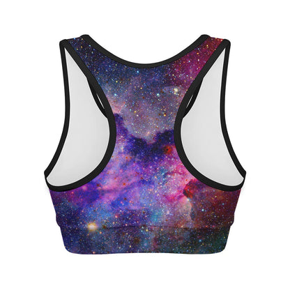 Colorful Nebula Galaxy Space Print Women's Sports Bra