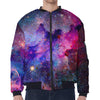 Colorful Nebula Galaxy Space Print Zip Sleeve Bomber Jacket