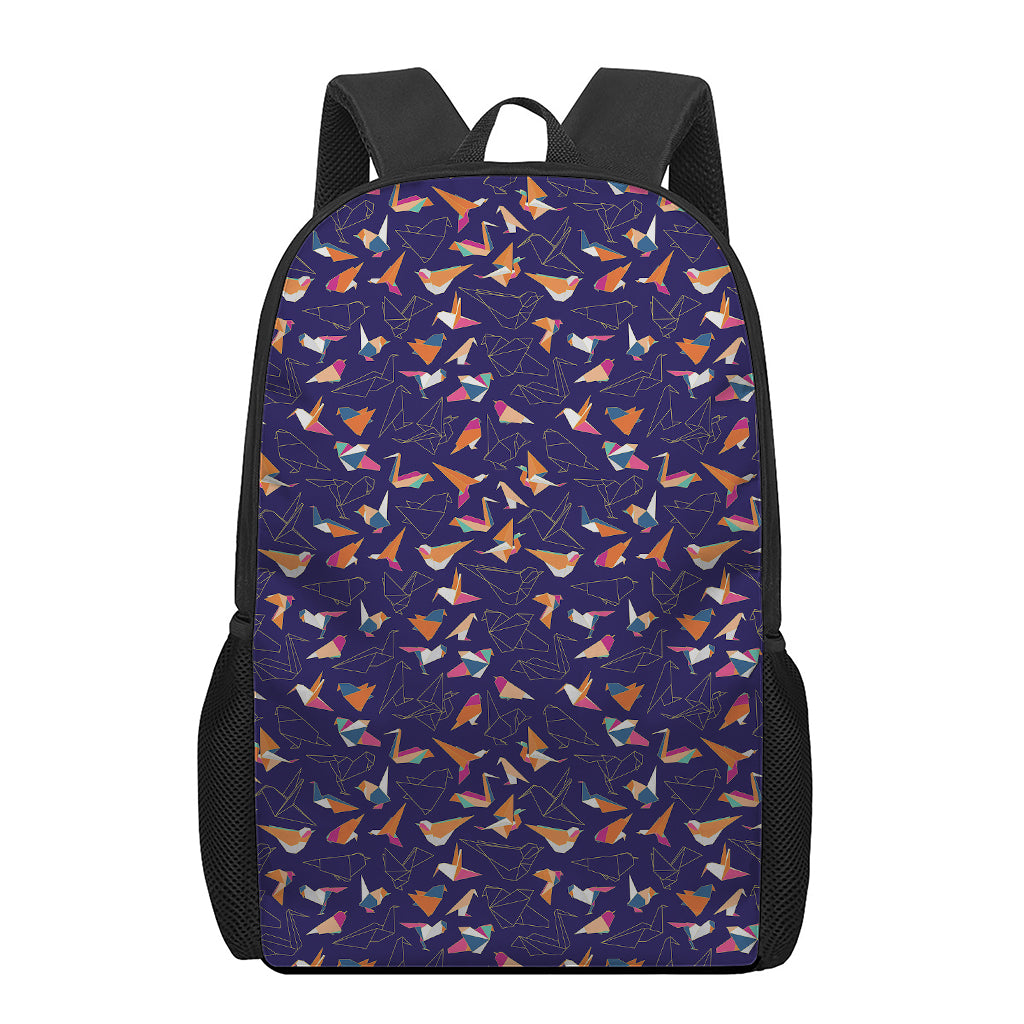 Colorful Origami Bird Pattern Print 17 Inch Backpack