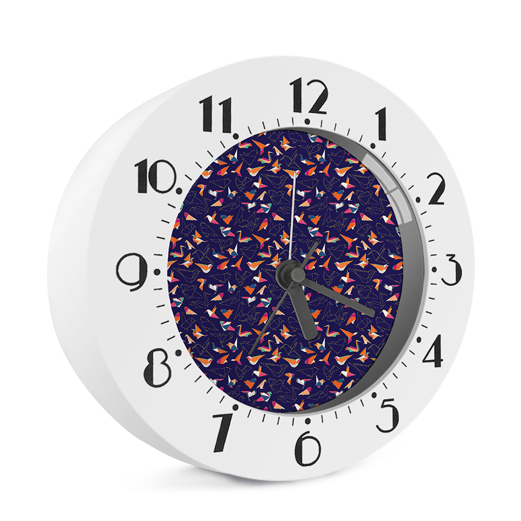 Colorful Origami Bird Pattern Print Alarm Clock