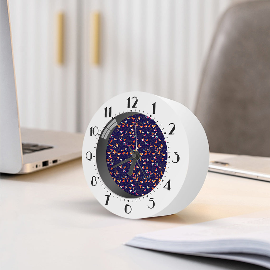 Colorful Origami Bird Pattern Print Alarm Clock